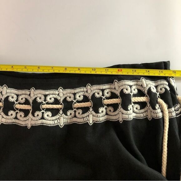 Saint Tropez West Linen Blend Full Skirt Embroidery Rope Waist Tie Size 8 - Picture 9 of 10